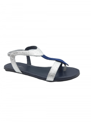 SANDALES REQINS BERNIE PEAU METAL OCEAN ARGENT