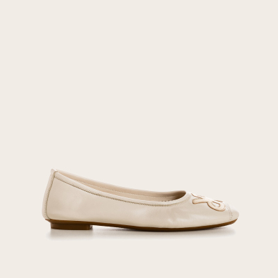 BALLERINES REQINS HOPA CUIR ECLAT OFF WHITE PLATINE