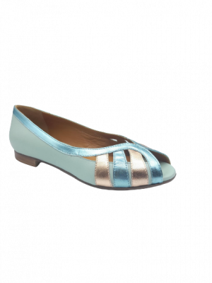 BALLERINES LES VENUES CUIR PEAU BLEU CIEL