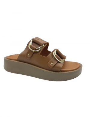 SANDALES REQINS JANINE CUIR COGNAC