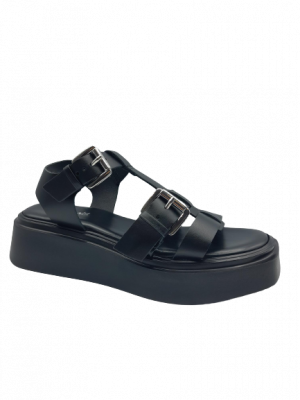 SANDALES REQINS LUCRECIA CUIR NOIR
