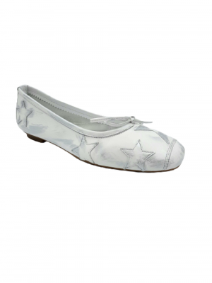 BALLERINES REQINS HALLOW CUIR BLANC ARGENT