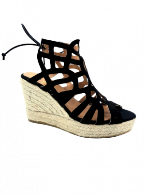 SANDALES COMPENSEES KANNA NATUREL NOIR