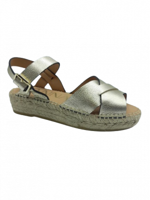 SANDALES PLATES KANNA CUIR ECLAT PLATINE