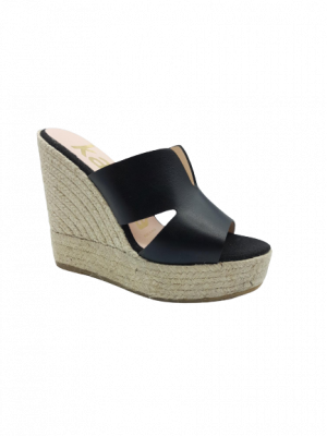 MULES COMPENSEES HAUTES KANNA CUIR NOIR