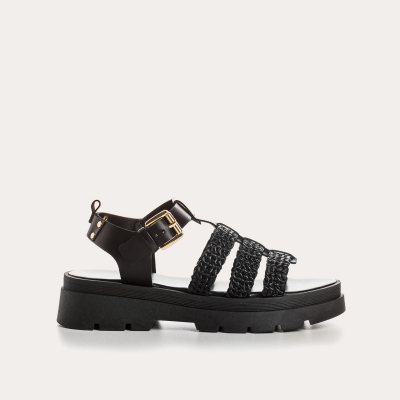 SANDALES REQINS LORETTA MACRAME NOIR