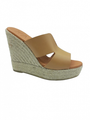 MULES COMPENSEES HAUTES KANNA CUIR CAMEL