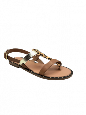 SANDALES REQINS  DIDO LEO COGNAC OR