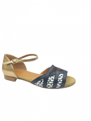 SANDALES LES VENUES CUIR NOIR IVOIRE