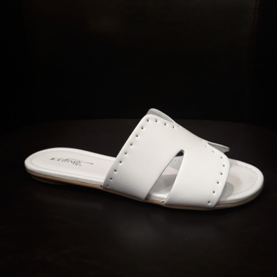 SANDALES MULES REQINS KOBE CUIR BLANC