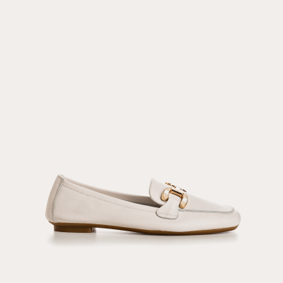 MOCASSINS REQINS HORPHEA CUIR BLANC