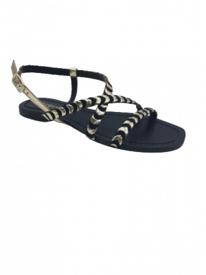 SANDALES REQINS DANAKA PEAU METAL NOIR/OR