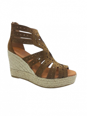 SANDALES COMPENSEES HAUTES AJOUREES KANNA MARRON