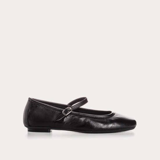 BALLERINES REQINS HONOR CUIR NOIR