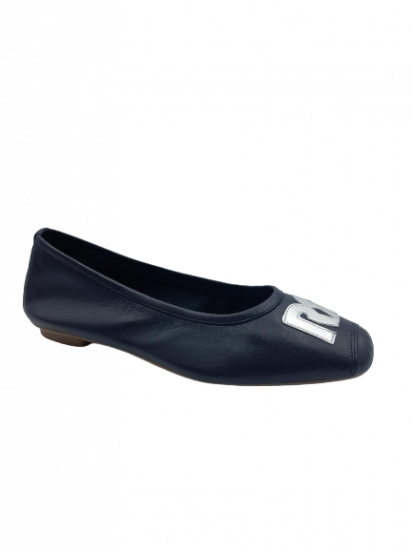 Ballerines Reqins En Cuir Marine – Cuir Souple Et Confortable – Taille Standard – Chaussures Femme Décontractées Ou Habillées