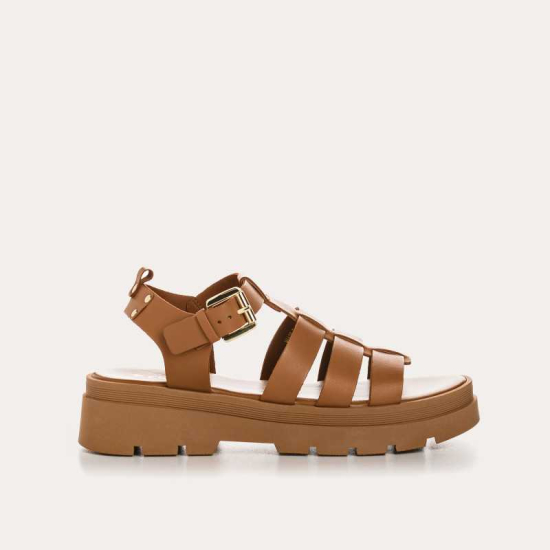 SANDALES REQINS LOUXOR CUIR COGNAC