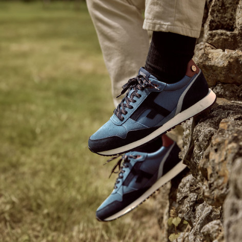 BASKETS FAGUO HOMME ELM RUNNING SUEDE BLEU MARINE